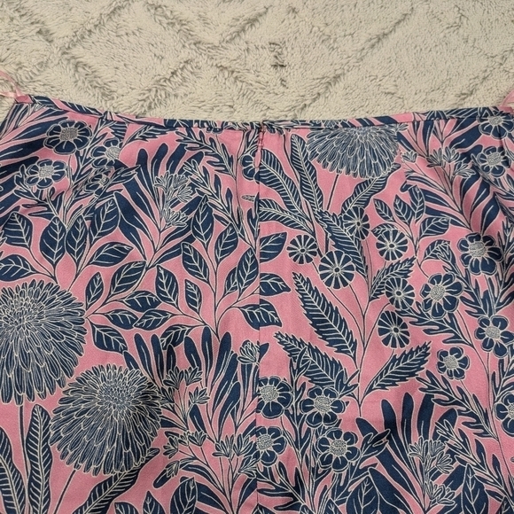 J. Crew Abigail Borg Skirt Women's 2 Pink Blue Tulip Floral Silk Slip Lined Back - Picture 9 of 9